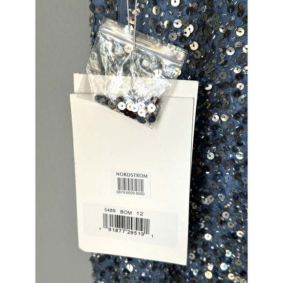 Mac Duggal 5489 Cap Sleeve Sequined High Slit Gown Beaded Blue Ombre Size 12 NWT - Picture 12 of 14